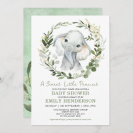 Enkel Greenery Guld Elephant Baby Shower Sprinkle Inbjudningar