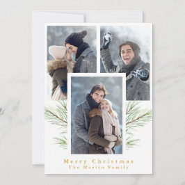 Enkel Greenery Three Photo Julkort