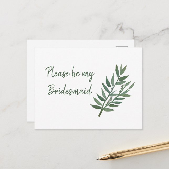 Enkel grey Botanical Bridesmaid Frieri Vykort (Fram/Back In Situ)