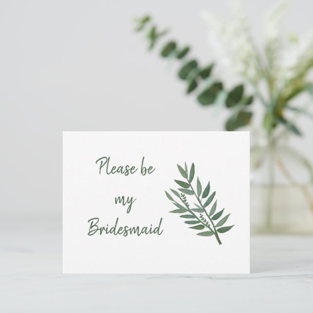 Enkel grey Botanical Bridesmaid Frieri Vykort (Stående Fram)