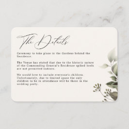 Enkel grey Botanical Bröllop-information Tilläggskort