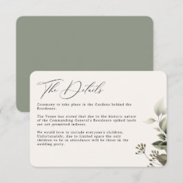 Enkel grey Botanical Bröllop-information Tilläggskort