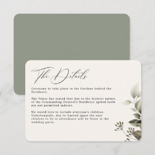 Enkel grey Botanical Bröllop-information Tilläggskort