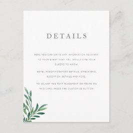 Enkel Grey Bröllop-informationskort Tilläggskort