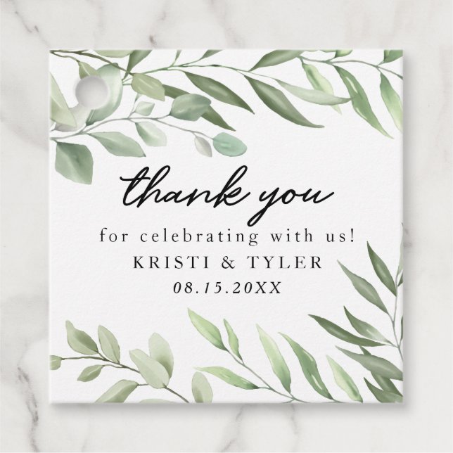 Enkel Grey Löv bröllopsstämmare Gåvor Etiketter (Framsida)