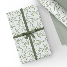 Enkel grön akvarellblad Botaniskt mönster Presentpapper