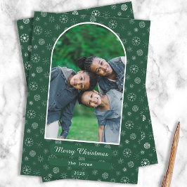 Enkel grön God Jul snöflinga Foto  Julkort