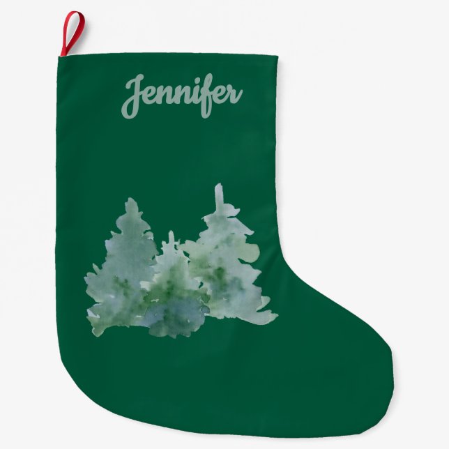 Enkel grön julgran namngiven  stor julstrumpa (Framsidan)