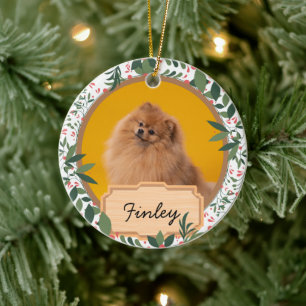 enkel grön julhelg Anpassad hundfoto Julgransprydnad Keramik