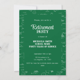 Enkel Grön Matematiklärare Pensionärsfest Inbjudningar
