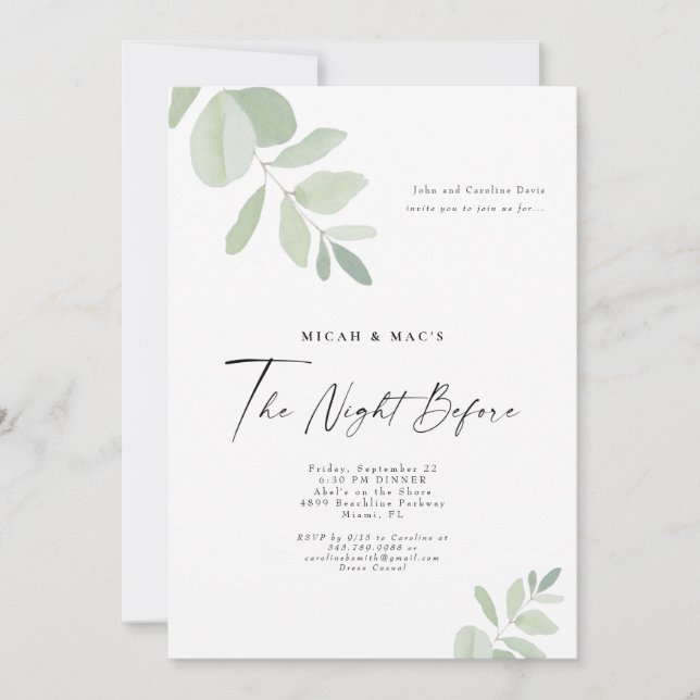 Enkel grön natten före middagen inbjudningar (Framsida)