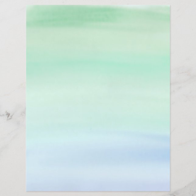 Enkel grön till blå akrylfärg tvätt (Framsida)