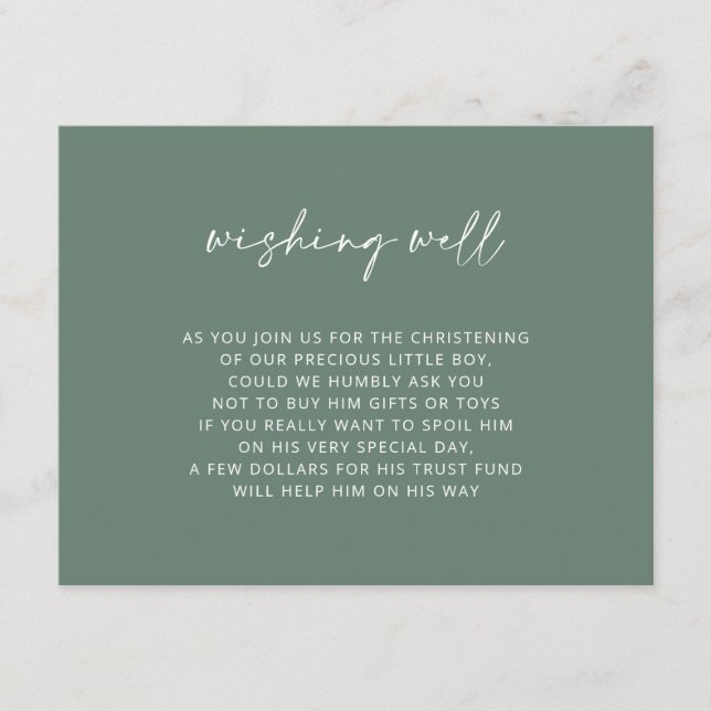 Enkel Grönt, baptism, Wishing-brunn V3 Tilläggskort (Framsida)