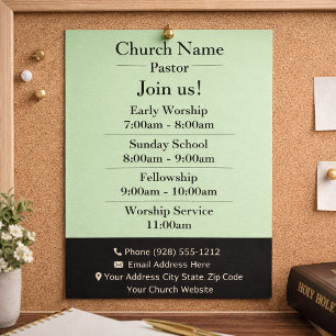Enkel Grönt Church Flyer, Gå med oss. Reklamblad