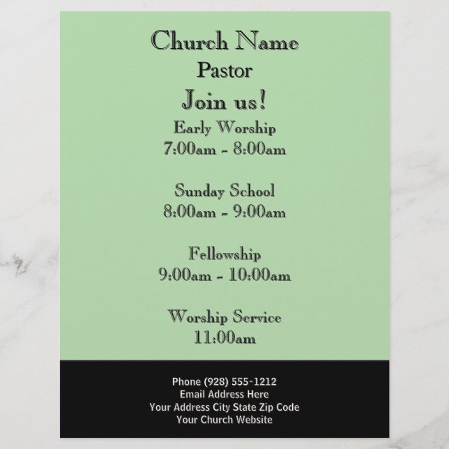 Enkel Grönt Church Flyer, Gå med oss. Reklamblad (Framsidan)