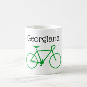 Enkel Grönt Cycle Silhouette + Anpassat namn Kaffemugg