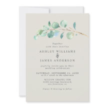 Enkel Grönt Eucalyptus Foliage Light Grått Bröllop