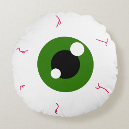 Enkel Grönt Eyeball Rund Kudde