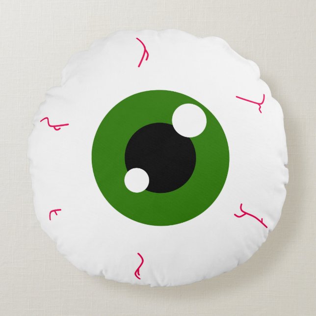 Enkel Grönt Eyeball Rund Kudde (Framsidan)