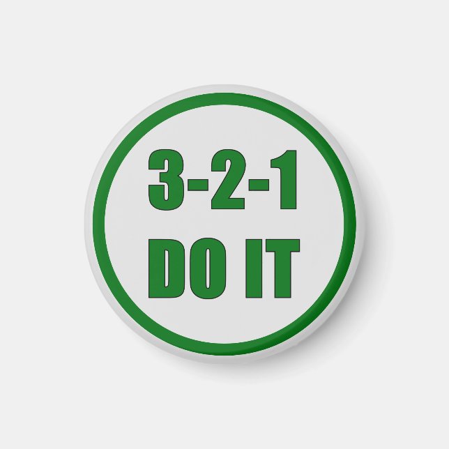 Enkel Grönt Fet 3-2-1 DO IT Motivational Keychai Magnet (Framsidan)
