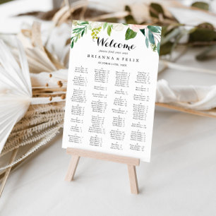 Enkel Grönt för alfabetisk Blommigt - sätesdiagram Poster