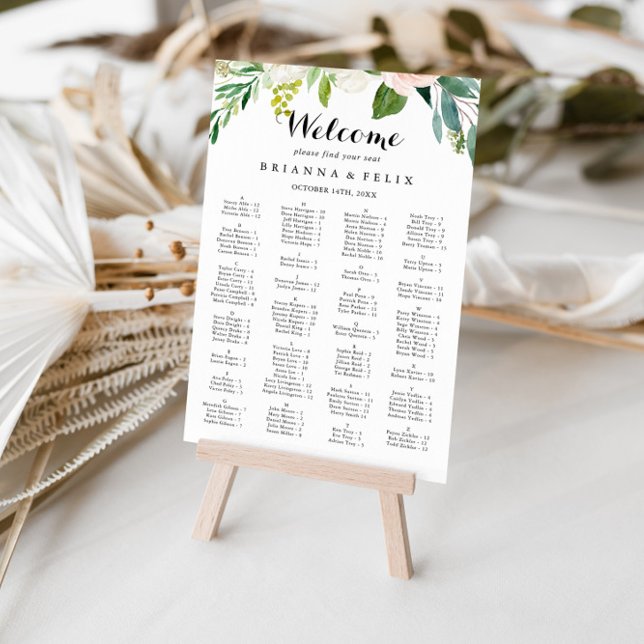 Enkel Grönt för alfabetisk Blommigt - sätesdiagram Poster (Skapare uppladdad)