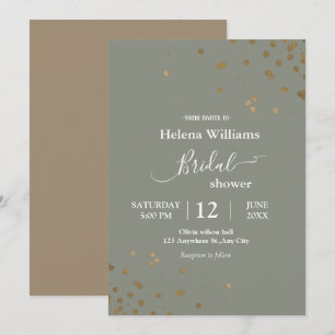Enkel Grönt för calligrafi och Guld Inbjudningar