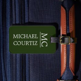 Enkel grönt för elegant Monogrammed personlighet Bagagebricka