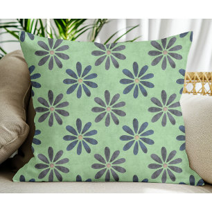 Enkel Grönt för modern blå Grått Flower mönster Sa Kudde
