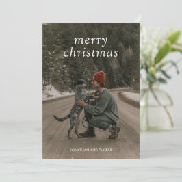 Enkel Grönt Foto Modern jul Julkort