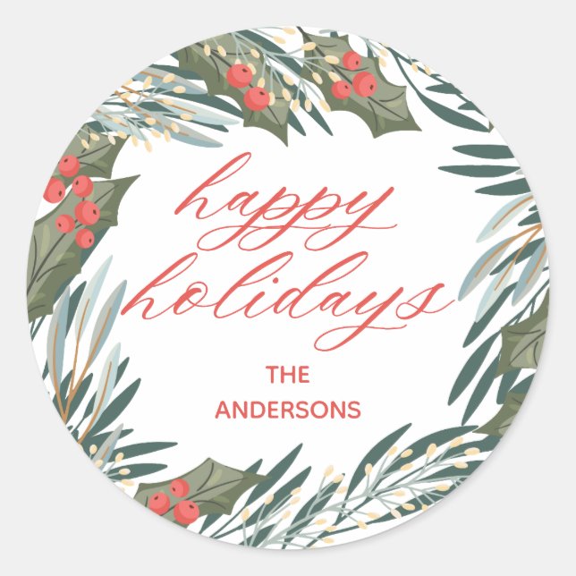 Enkel Grönt, frisk julklapp Runt Klistermärke (Framsida)