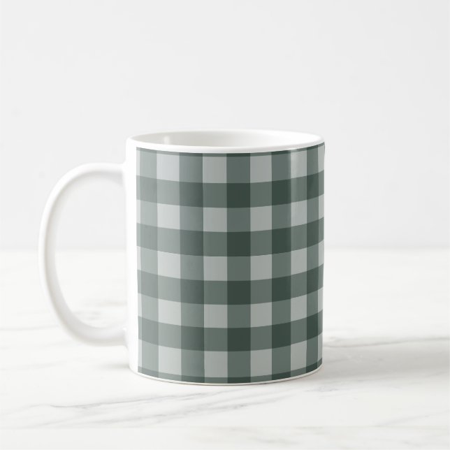 Enkel Grönt Gingham Checkered Kaffemugg (Vänster)