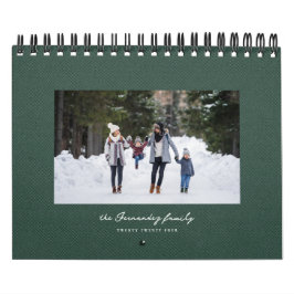 Enkel grönt, herringben tweed klassisk familj kalender