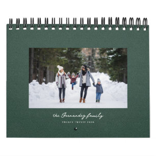 Enkel grönt, herringben tweed klassisk familj kalender