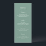 Enkel Grönt i Elegant bröllop Meny<br><div class="desc">Modern bröllop-meny med en enkel design med en kombination av en contemporary sans serif-teckensnitt,  ett handskriftsskript för elegant och ett kursivt teckensnitt.</div>