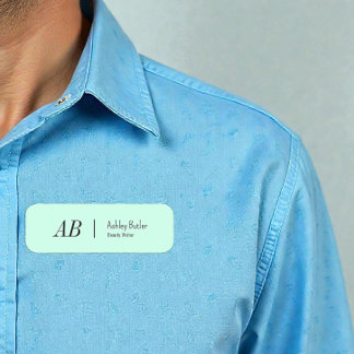 Enkel Grönt Initialer Mint Pastel Namn bricka Namnbricka