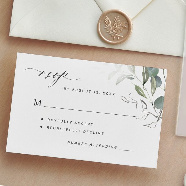 Enkel grönt lämnar grönt bröllop OSA kort (Skapare uppladdad)