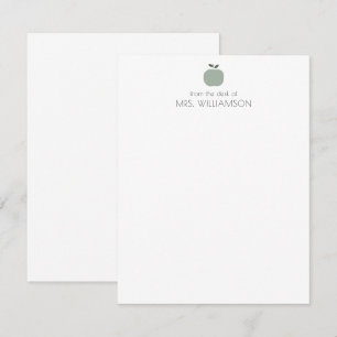 Enkel Grönt Lärare i Cute Apple Personlig Anteckningskort