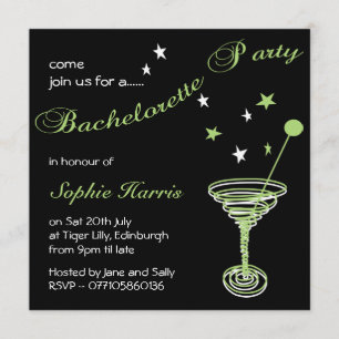 Enkel Grönt Martini Swirl Bachelorette Party Inbjudningar