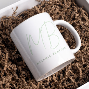 Enkel Grönt - minimalistisk två monogram Namn Kaffemugg