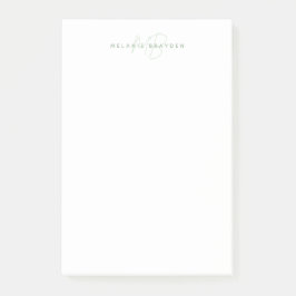 Enkel Grönt - minimalistisk två monogram Namn Post-it Block