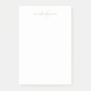 Enkel Grönt - minimalistisk två monogram Namn Post-it Block