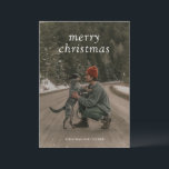 Enkel Grönt Modern jul Julkort<br><div class="desc">Modern julkort med "god jul" i ett enkelt serif-teckensnitt över ditt favoritfoto. Baksidan har ditt personlig-meddelande över en mörk grönt bakgrund.</div>