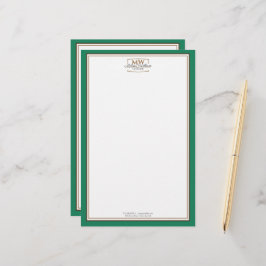 Enkel Grönt, monogram - företag Brevpapper