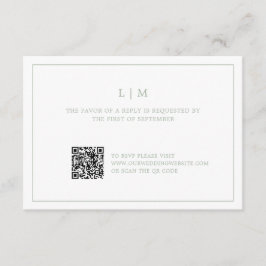 Enkel Grönt Monogram QR-kod Elegant bröllop OSA Kort