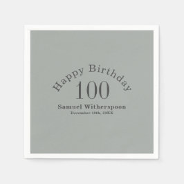 Enkel Grönt och kol Grått 100:e födelsedagen Pappersservett