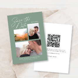 Enkel Grönt och Snyggt, trefoto handskriven Spara Datumet