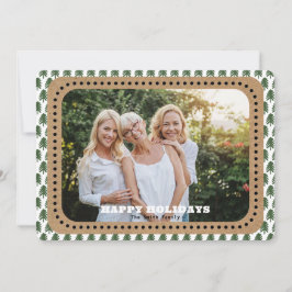 Enkel Grönt och vit Julgran-text baktill Julkort