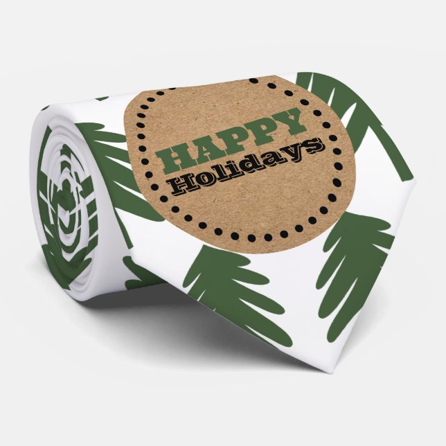 Enkel Grönt och Vita Julgran Slips (Rullad)