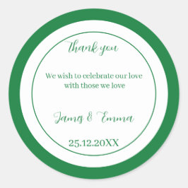 Enkel Grönt Personligt bröllp Runt Klistermärke